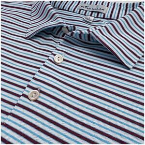 Peter Millar Striped Polo Shirt Classic Preppy Golf Blue Burgundy Size L